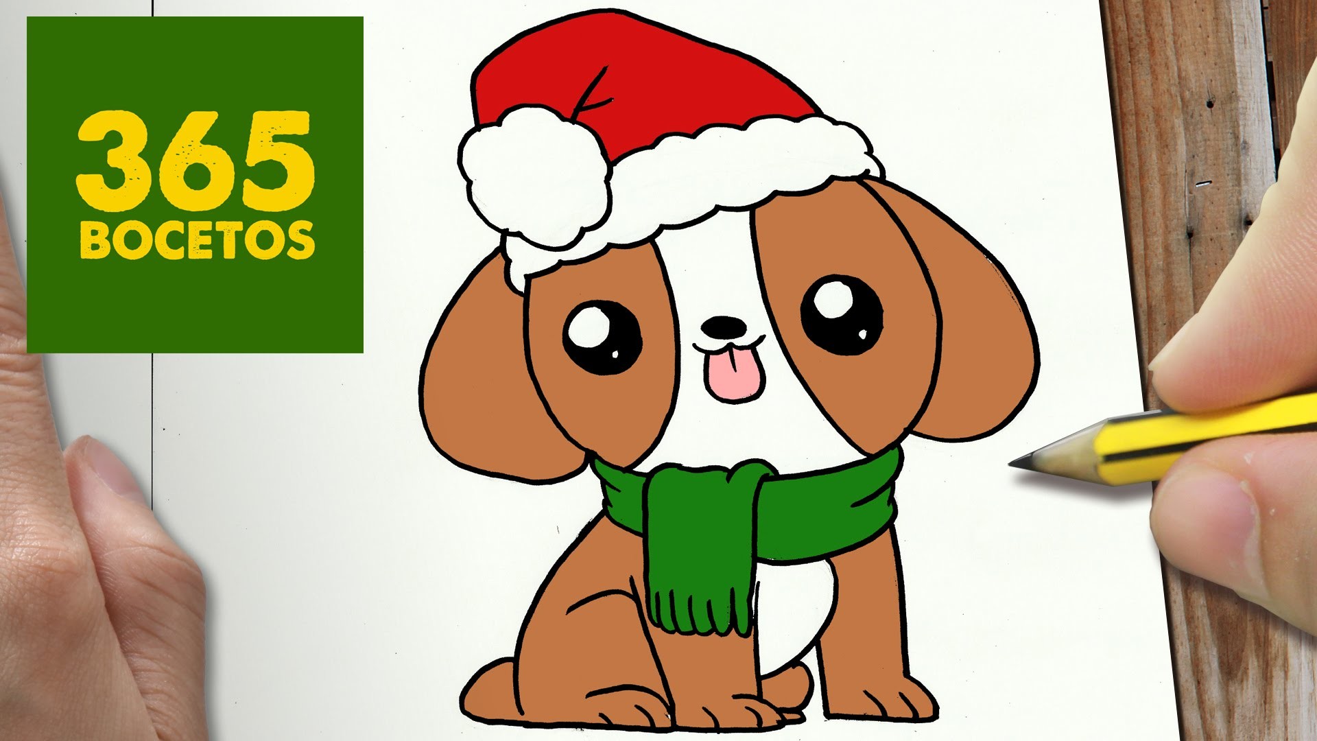 COMO DIBUJAR UN PERRITO PARA NAVIDAD PASO A PASO: Dibujos kawaii navideños - How to draw a Dog
