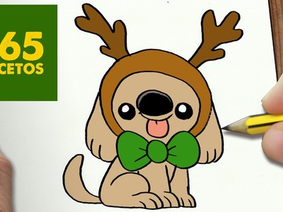 COMO DIBUJAR UN PERRO PARA NAVIDAD PASO A PASO: Dibujos kawaii navideños - How to draw a dog