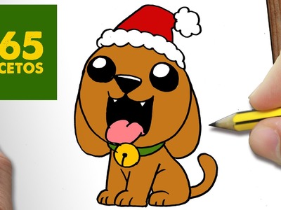 COMO DIBUJAR UN PERRO PARA NAVIDAD PASO A PASO: Dibujos kawaii navideños - How to draw a dog