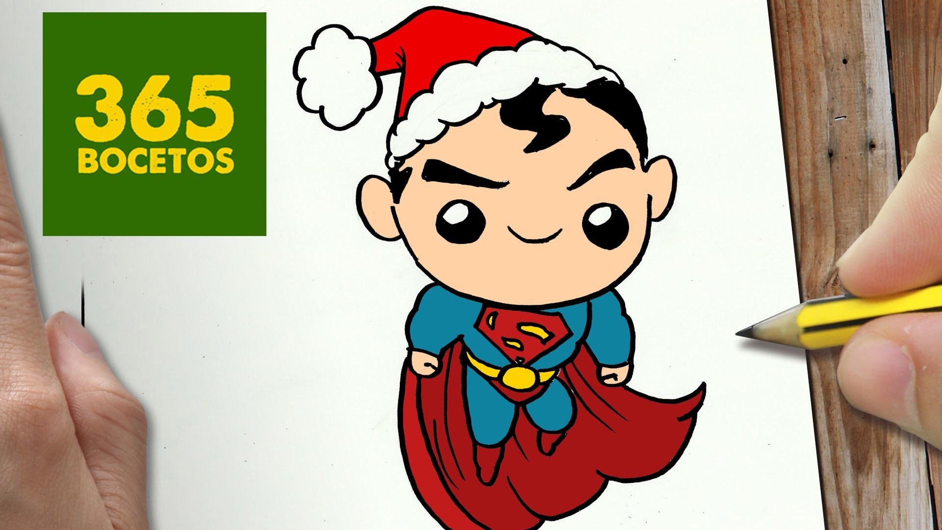 COMO DIBUJAR UN SUPERMAN PARA NAVIDAD PASO A PASO: Dibujos kawaii navideños - How to draw a Superman