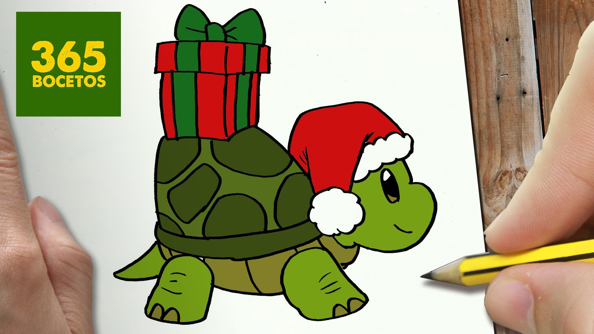 COMO DIBUJAR UN TORTUGA PARA NAVIDAD PASO A PASO: Dibujos kawaii navideños - How to draw a turtle