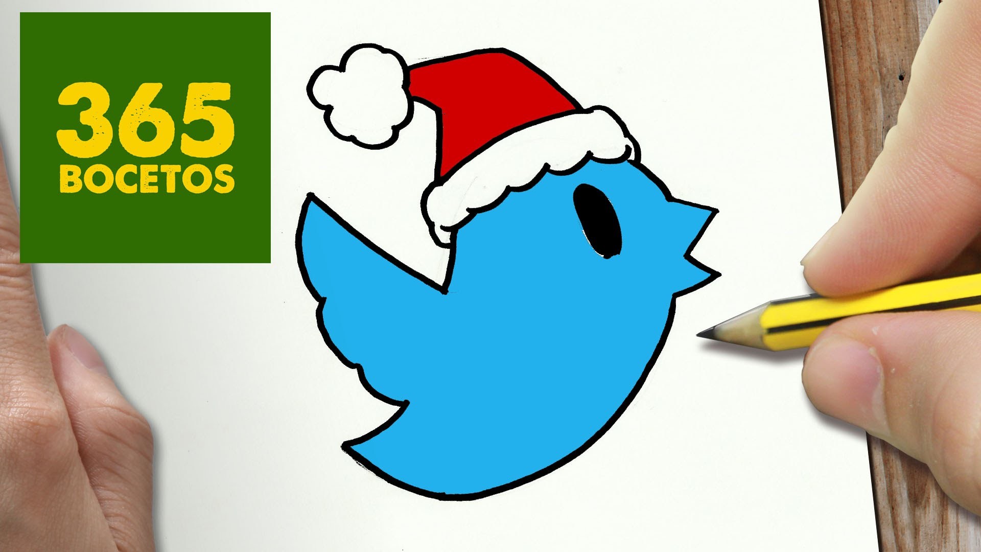 COMO DIBUJAR UN TWITTER PARA NAVIDAD PASO A PASO: Dibujos kawaii navideños - How to draw a Twitter