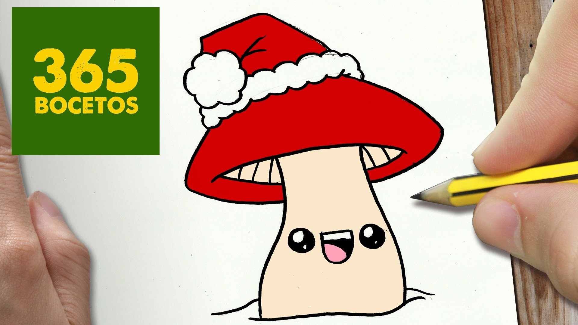 COMO DIBUJAR UNA SETA PARA NAVIDAD PASO A PASO: Dibujos kawaii navideños - How to draw a Mushroom