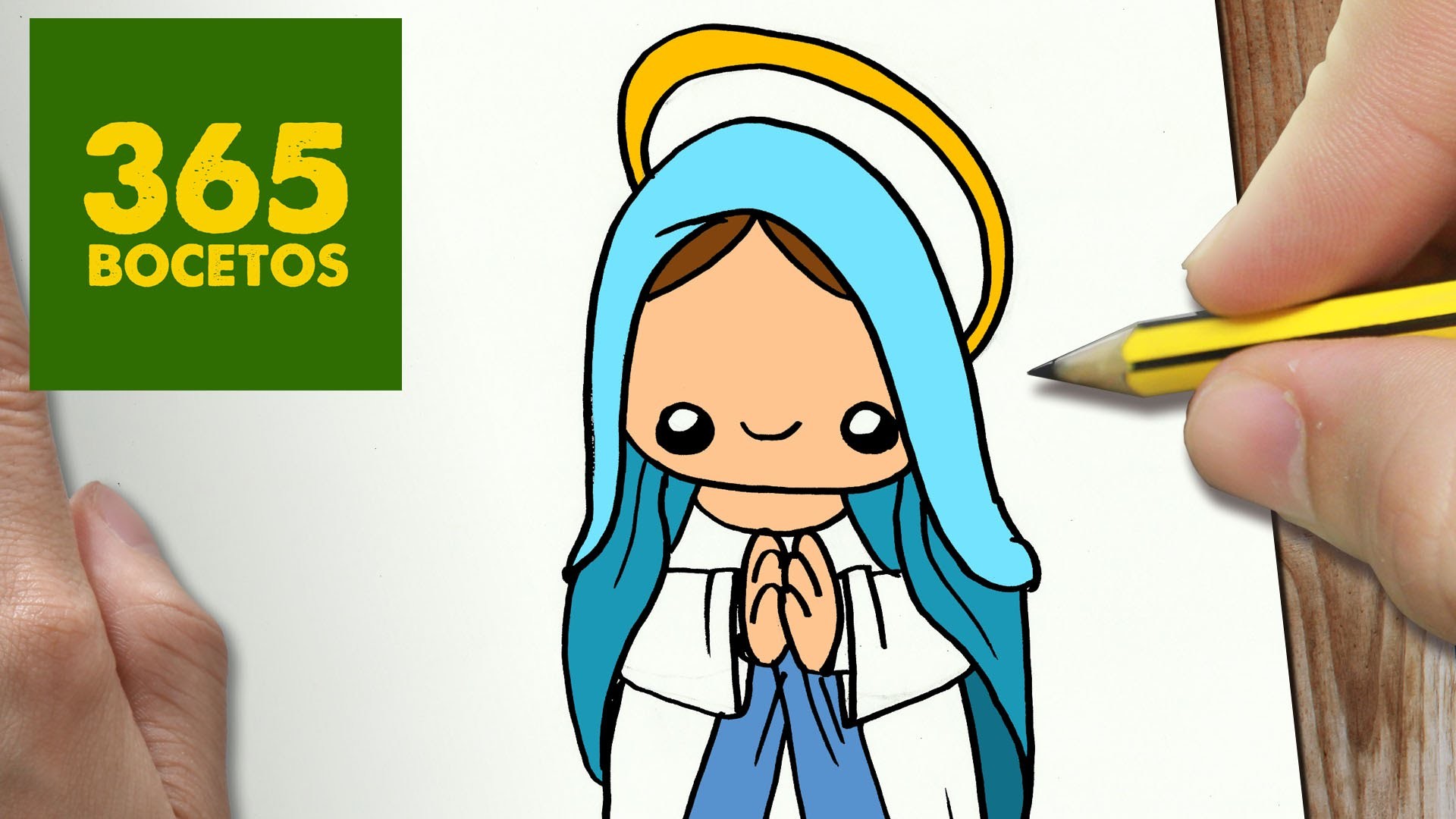 COMO DIBUJAR VIRGEN MARIA PARA NAVIDAD PASO A PASO: Dibujos kawaii navideños - draw Virgin Mary