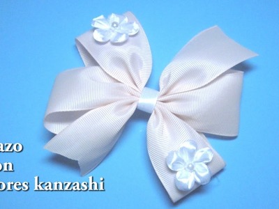# DIY lazo con flores kanzashi # DIY bow with kanzashi flowers