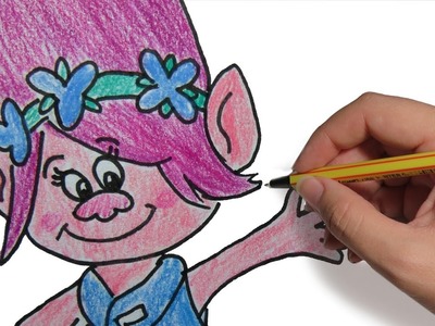 COMO DIBUJAR A POPPY DE TROLLS PASO A PASO: Dibujos para niños a color