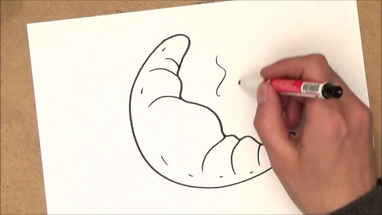 Como dibujar un croissant | como dibujar un croissant paso a paso