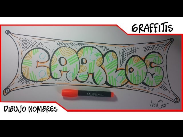 Dibujar Nombre En Graffiti. CARLOS. Como Dibujar letras en 3d Fáciles en papel | ArtQuit Draw