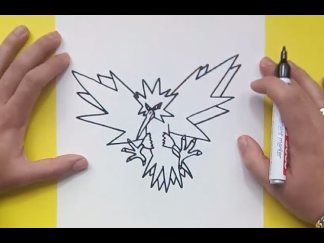 Como dibujar a Zapdos paso a paso - Pokemon | How to draw Zapdos - Pokemon