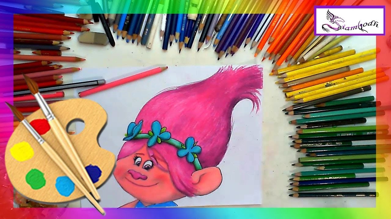 Como dibujar TROLLS parte 2.3 Chica Rosa Dibujo Fácil para niños