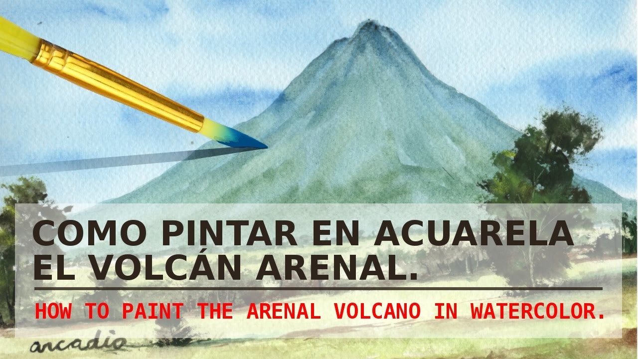 Como pintar el volcán arenal en acuarela. How to paint a volcano.