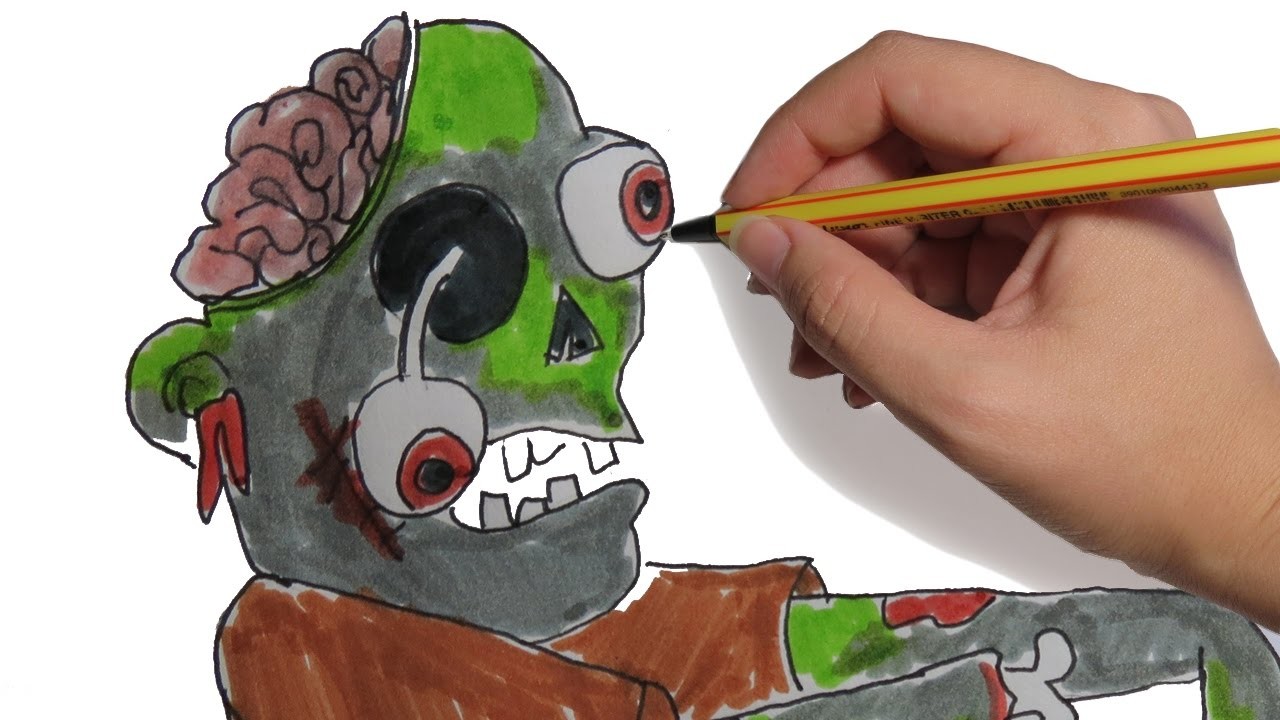 COMO DIBUJAR UN ZOMBIE: facil para halloween paso a paso