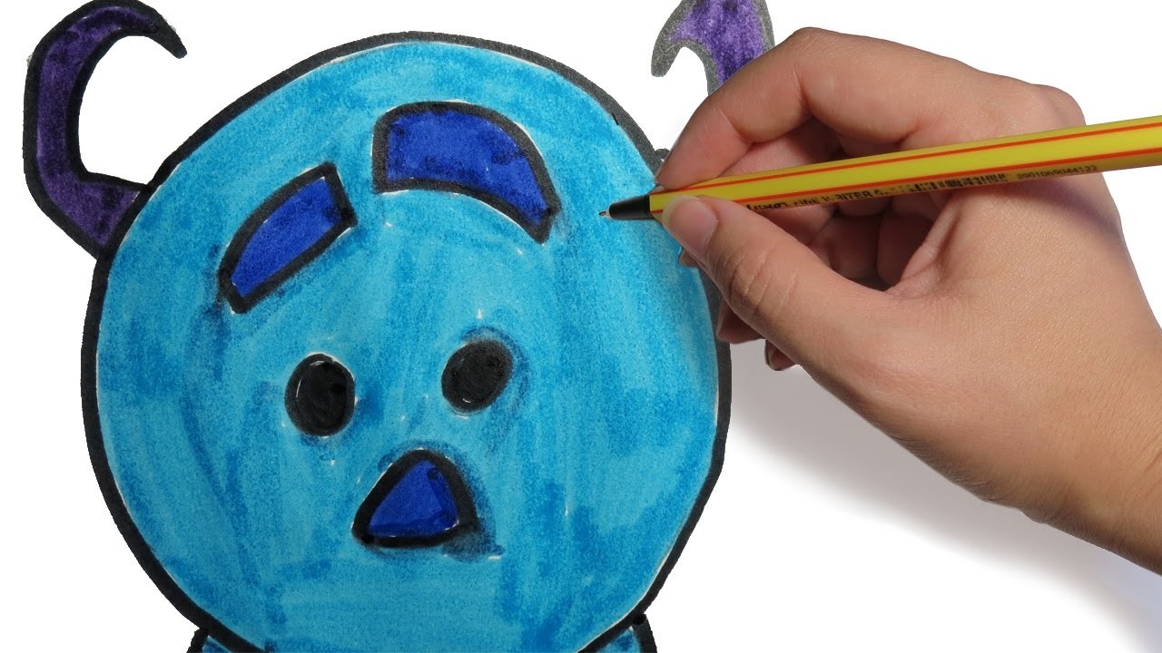 COMO DIBUJAR A SULLY DE MONSTRUOS, S.A: En tsum tsum facil paso a paso