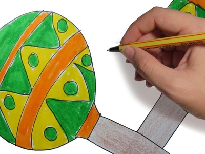 COMO DIBUJAR MARACAS FACILES PASO A PASO: Dibujos para niños a color