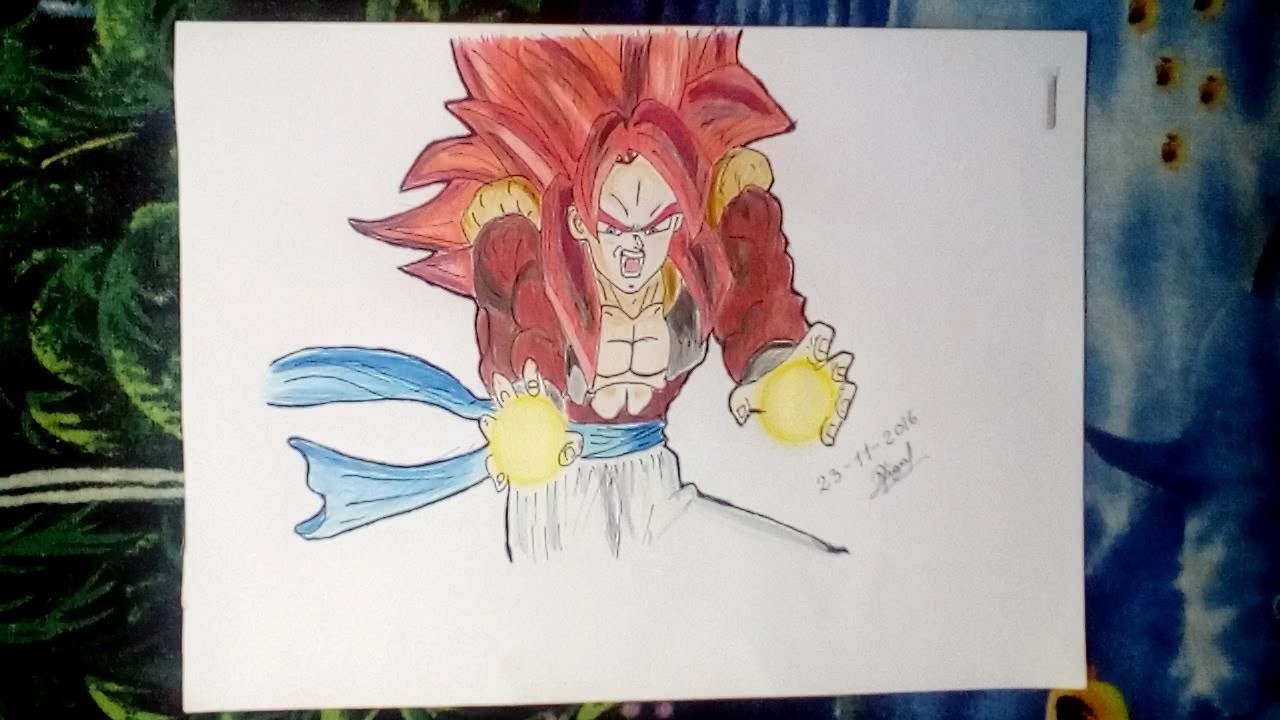 Dibujando  a Gogeta ssj4- Dibujos con lápiz