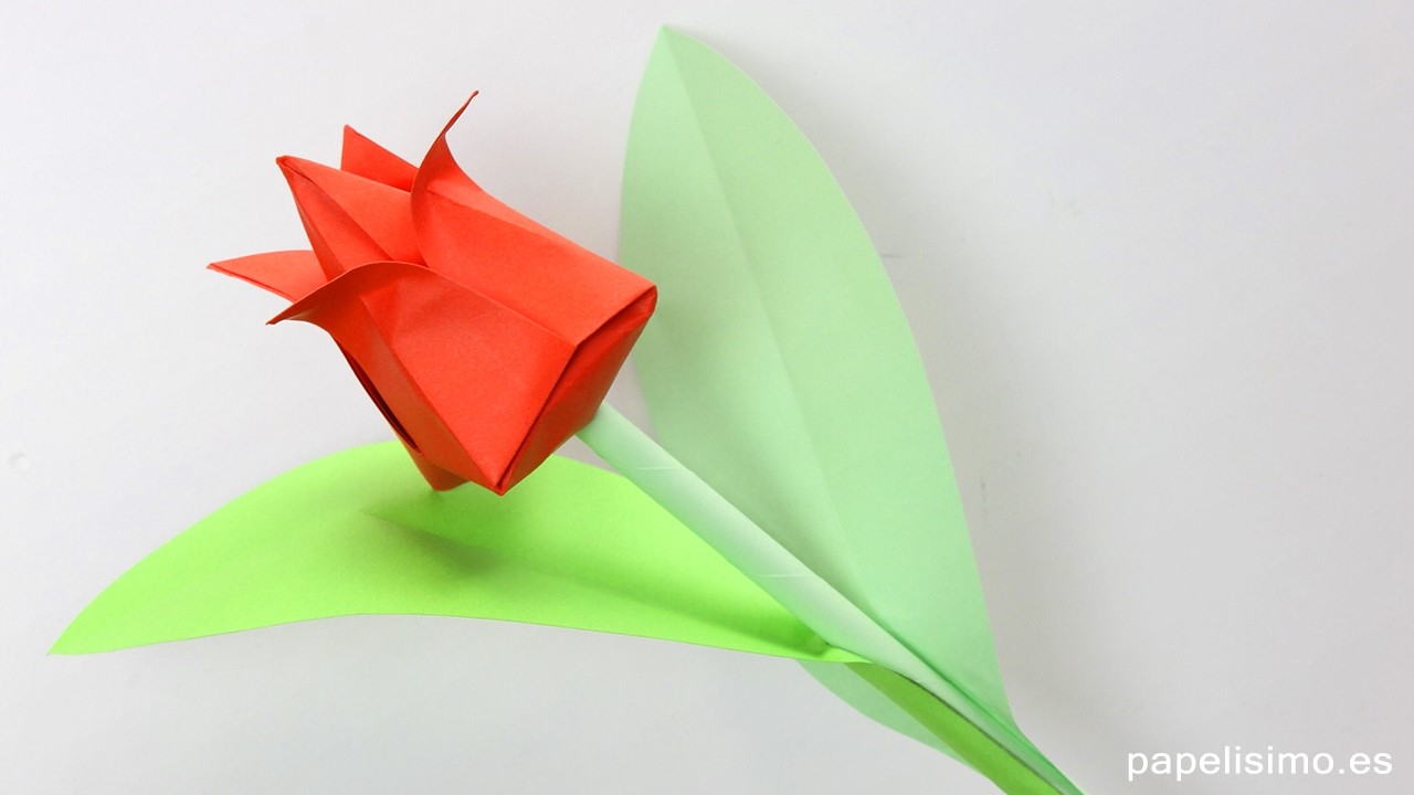 Tulipán de papel - Flores de origami - Papiroflexia + SORTEO