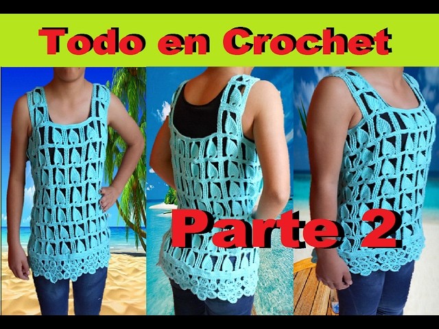 Blusa de flores punto Edbralda en crochet - fantasía en crochet y tunecino, talla M a G  Parte 2