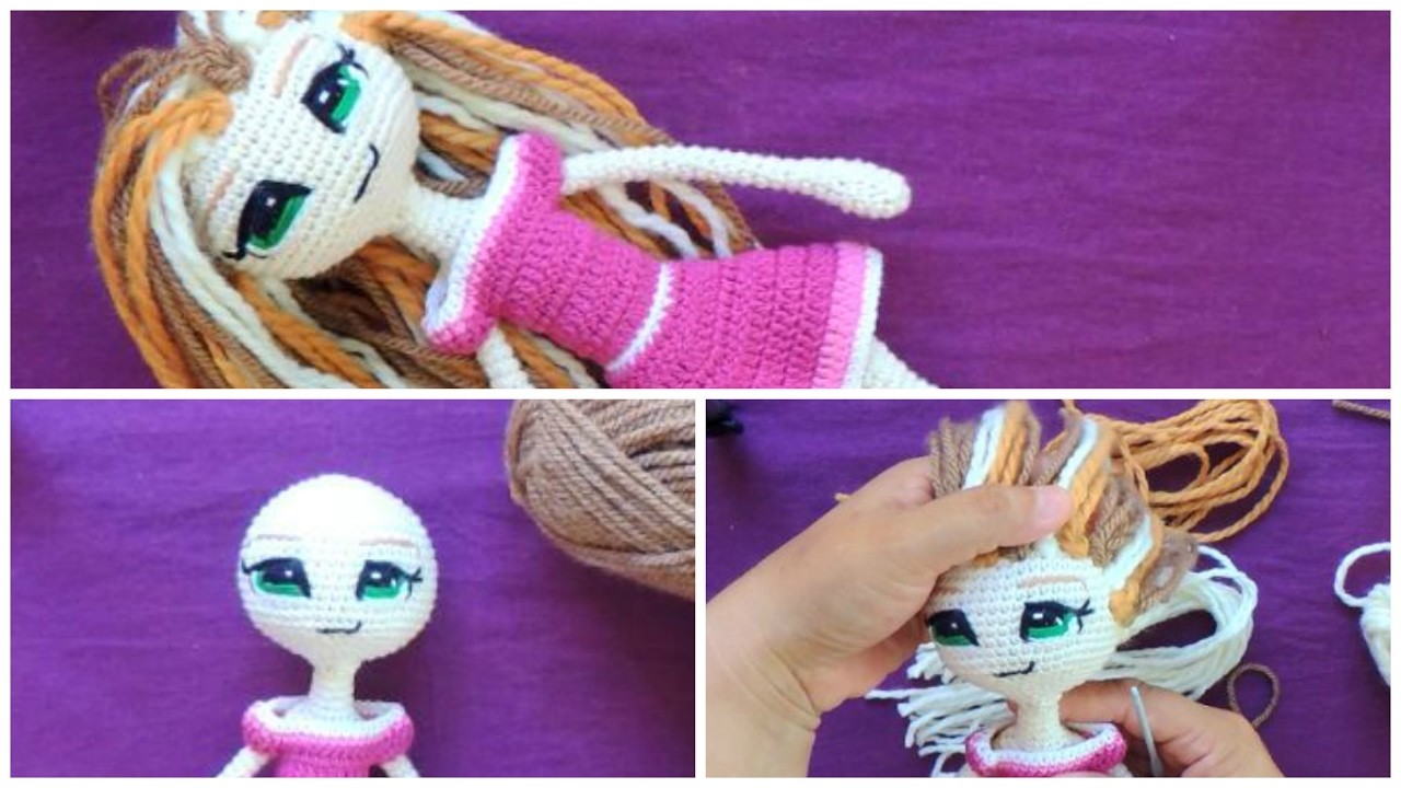 Como hacer el cabello para muñeca a crochet