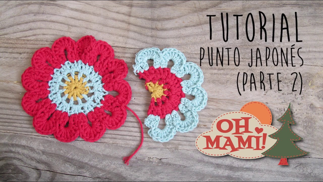 Cómo hacer media Flor Japonesa a crochet- How to crochet half japanese flower