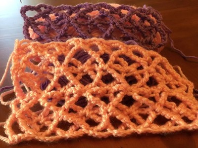 Rombos en Punto Alto Cuadruple Crochet (Tridimensional ) Parte 2 de 2