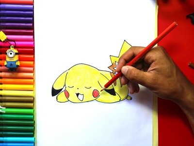 Cómo dibujar pikachu que se establecen | How to Draw Pikachu Laying Down (Pokemon)