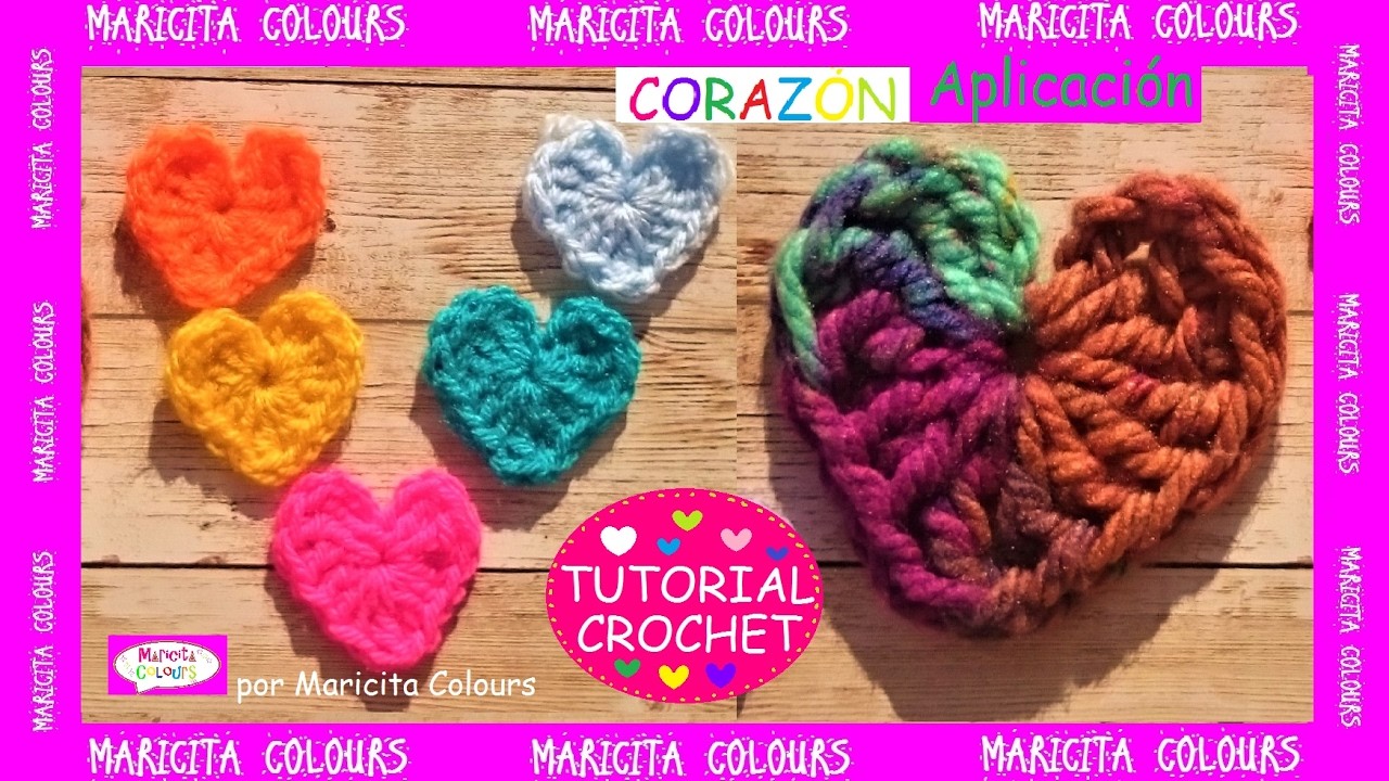 Corazones a Crochet Super fácil!.Ganchillo  por Maricita Colours Tutorial Gratis!
