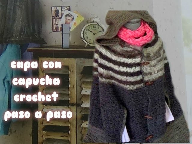 DIY | CAPA FACIL  DE CROCHET CON CAPUCHA FACIL | poncho crochet mujer.ganchillo