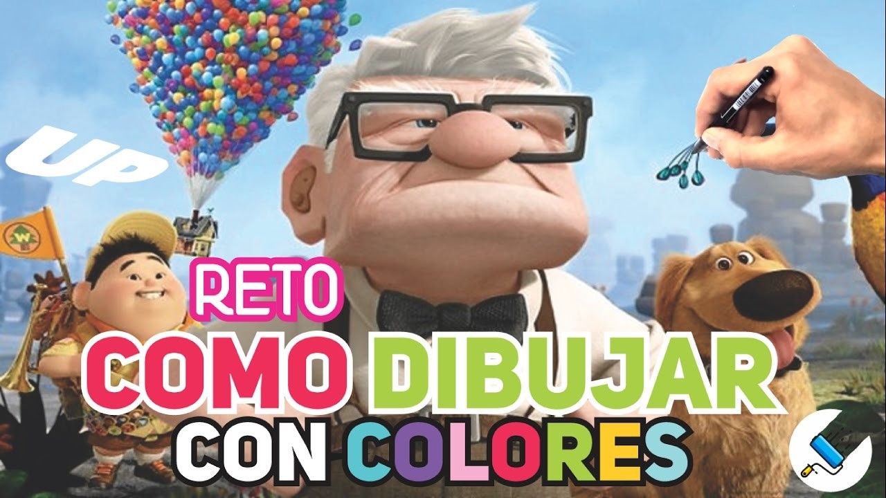 COMO DIBUJAR CARL DE UP CON COLORES - reto de dibujar con colores - dibujos paso a paso  -