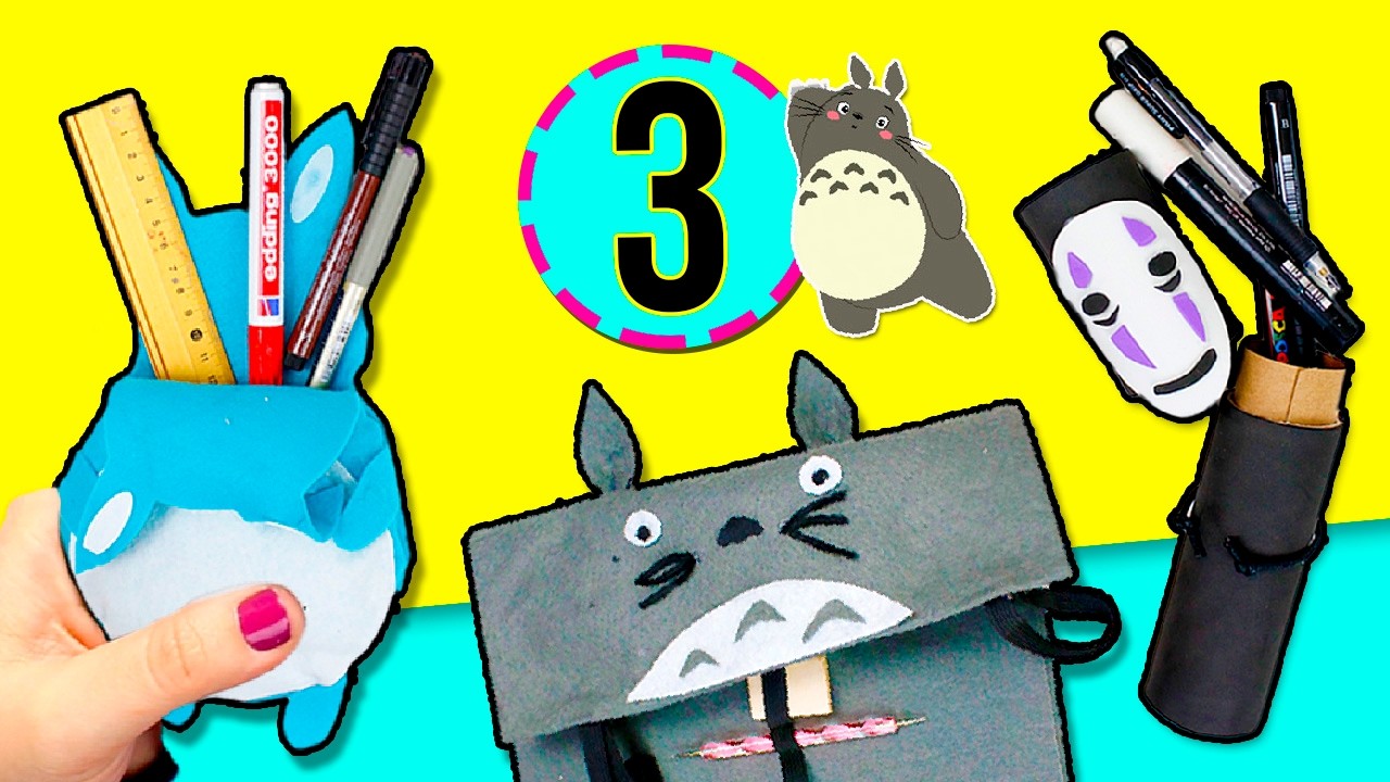 3 ESTUCHES o LAPICERAS ✏️  fáciles y rápidos SIN COSER! * DIY " Totoro" y "El Viaje de Chihiro"