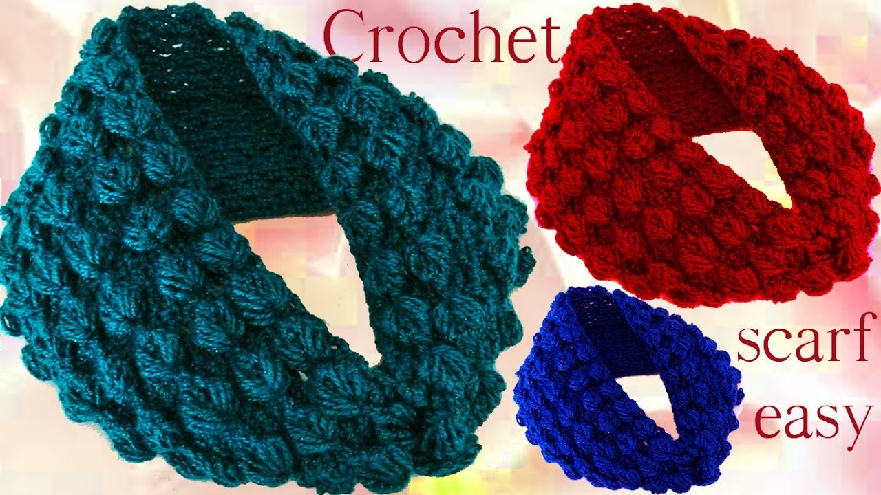 Aprende hacer bufanda infinita con hojas en relieve a Crochet