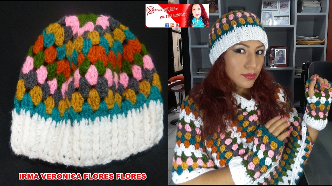 COMO TEJER  ESTE LINDO GORRO MULTICOLOR A CROCHET Y GANCHILLO PARA PRINCIPIANTES PASO A PASO