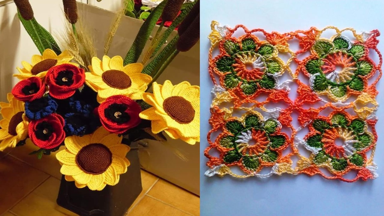 COMO TEJER FLORES Y CUADROS NUEVOS DISEÑOS EL PASO A PASO TEJIDOS A CROCHET Y GANCHILLO Nº 04