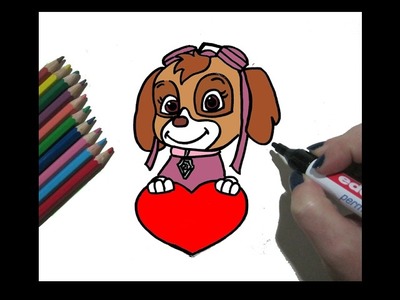 Como Dibujar a Skye con Corazon (Patrulla Canina). How to draw