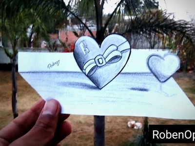 Como dibujar Corazon 3D Lápiz - ROBEN DIBUJOS