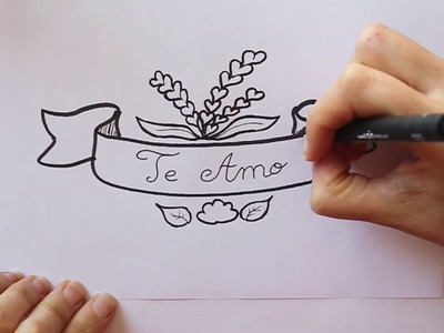 Cómo dibujar Letrero con TE AMO (2) Dibuja Conmigo Dibujos de Amor