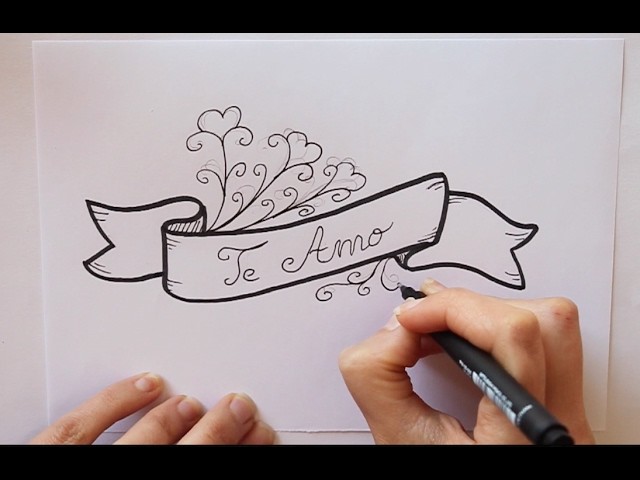 Cómo dibujar Letrero con TE AMO (3) Dibuja Conmigo Dibujos de Amor