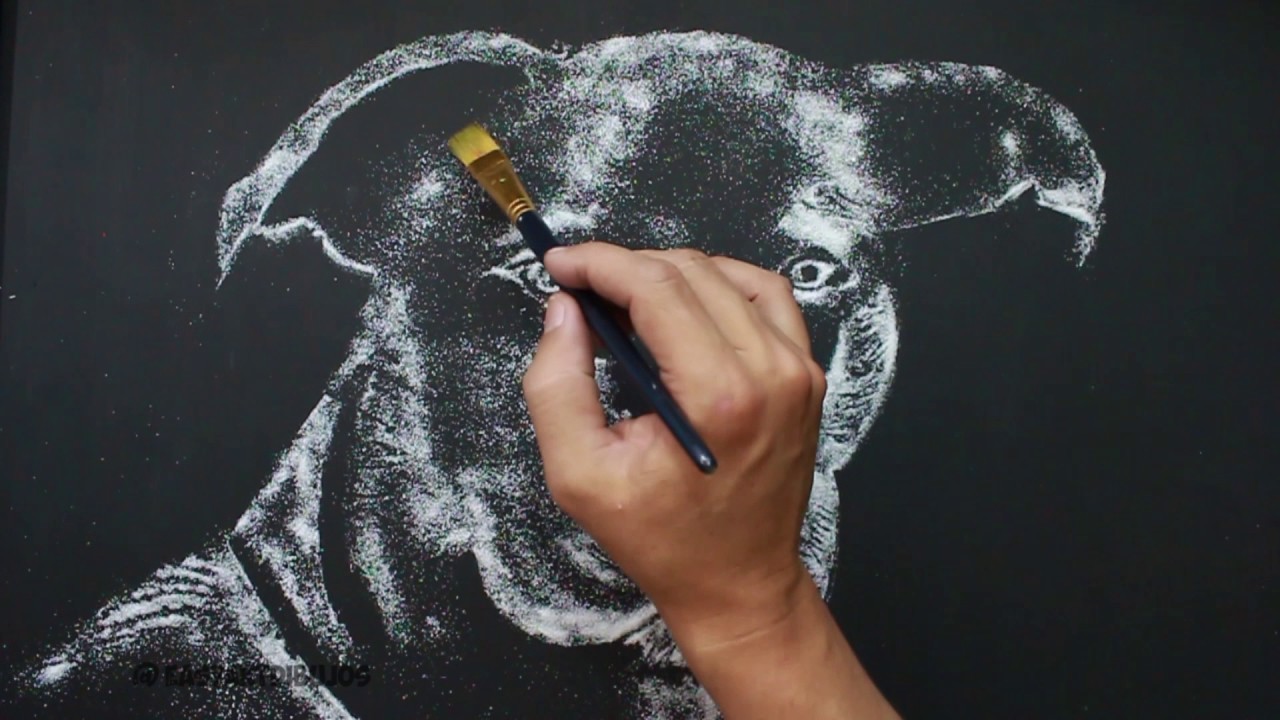 How to Draw a Dog - Como Dibujar un perro - Dibujando con Sal - Drawing with Salt