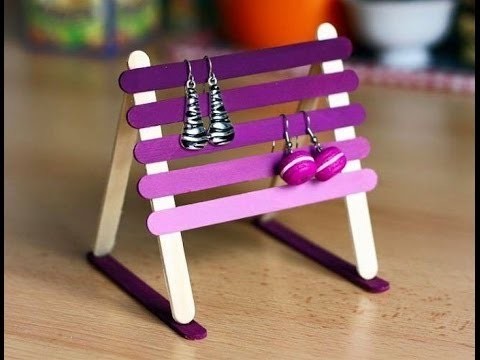 DIY - Artesanía estante joyería linda para la niña Usando Palitos de Paleta - Craft para el cabrito