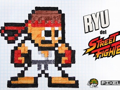 Handmade Pixel Art - How To Draw a Ryu | SPEED ART | MasVideos By: TheNocs