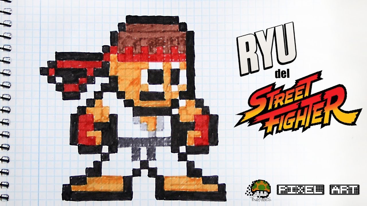 Handmade Pixel Art - How To Draw a Ryu | SPEED ART | MasVideos By: TheNocs