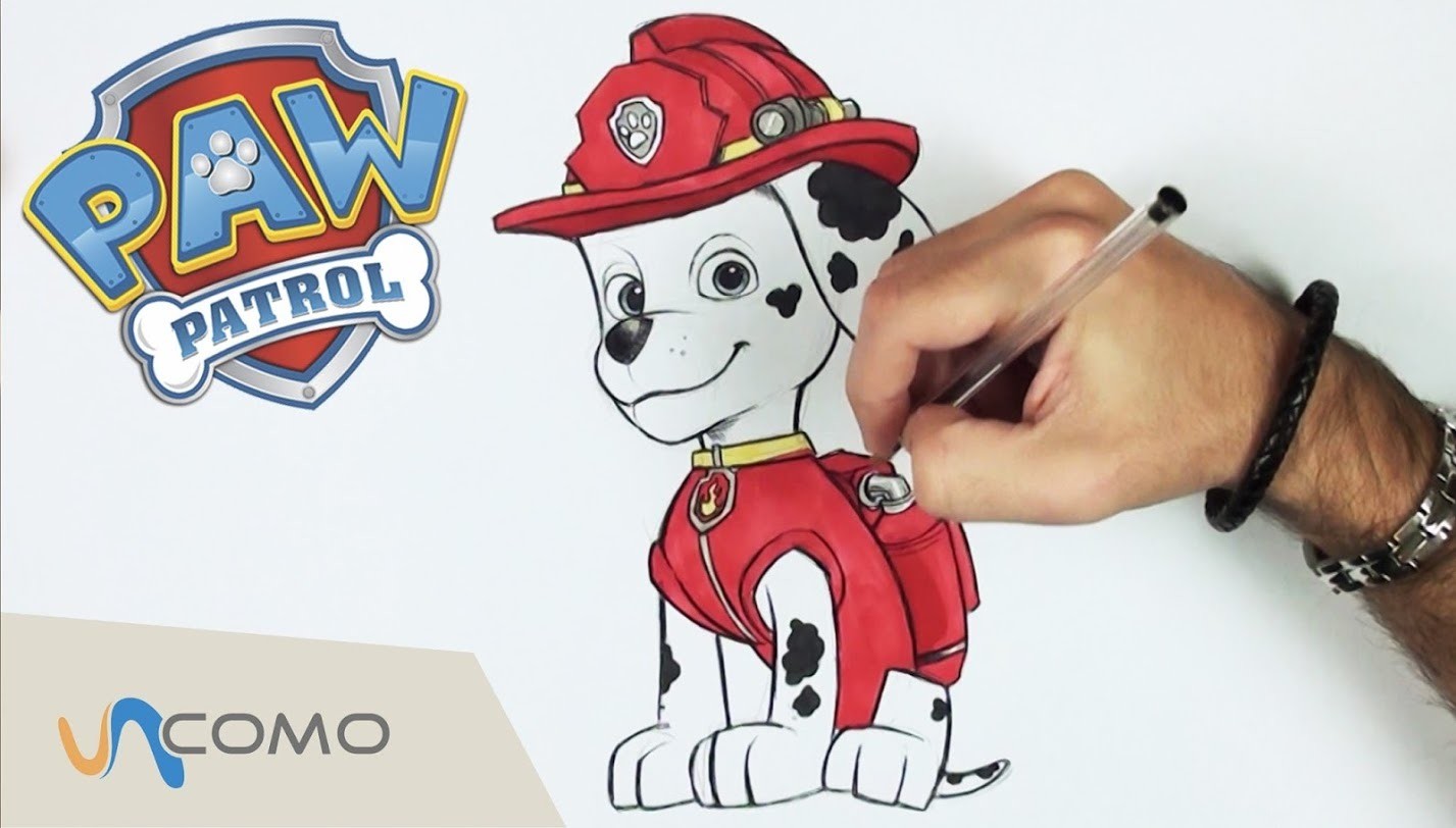 Cómo dibujar a Marshall de Patrulla Canina - Dibujos de Paw Patrol