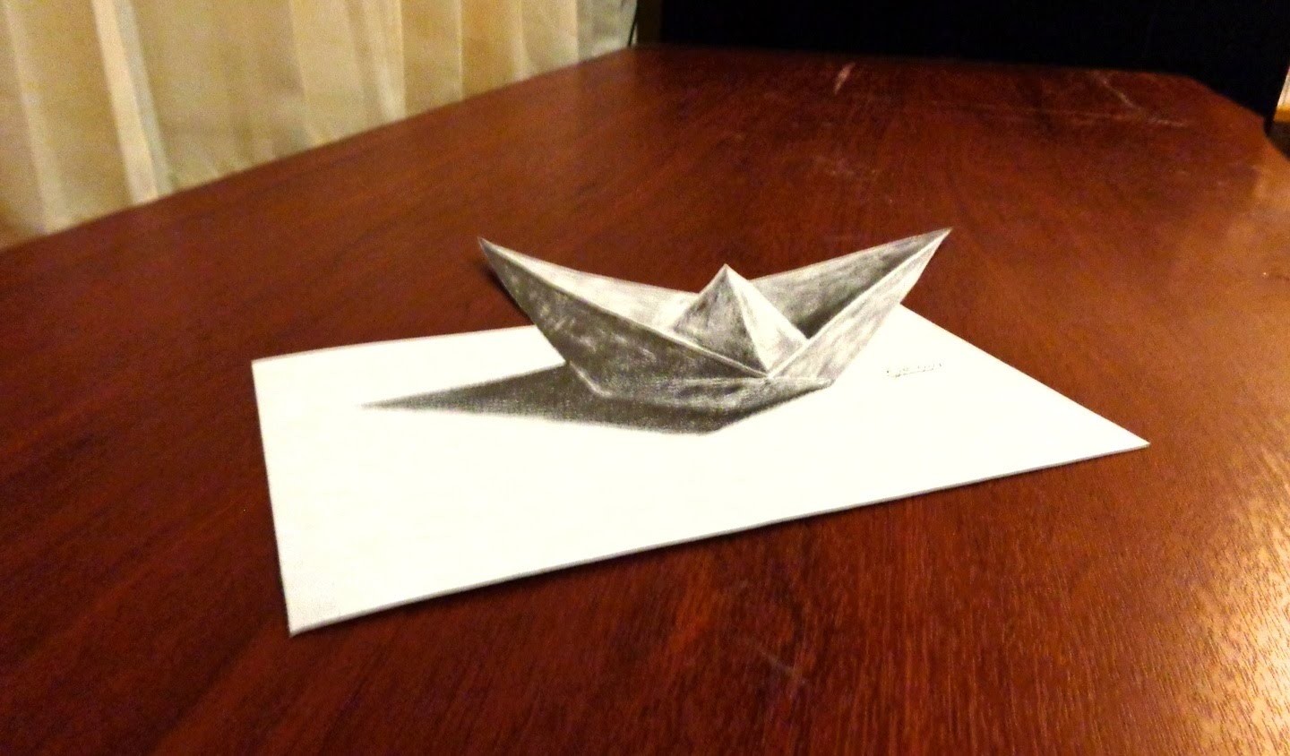 ILUSIÓN ÓPTICA - Barco de papel - Dibujo Anamorfico 3D | Selbor