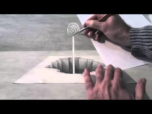 Sorprendente dibujo en 3D   Ilusión óptica, ojo en 3D