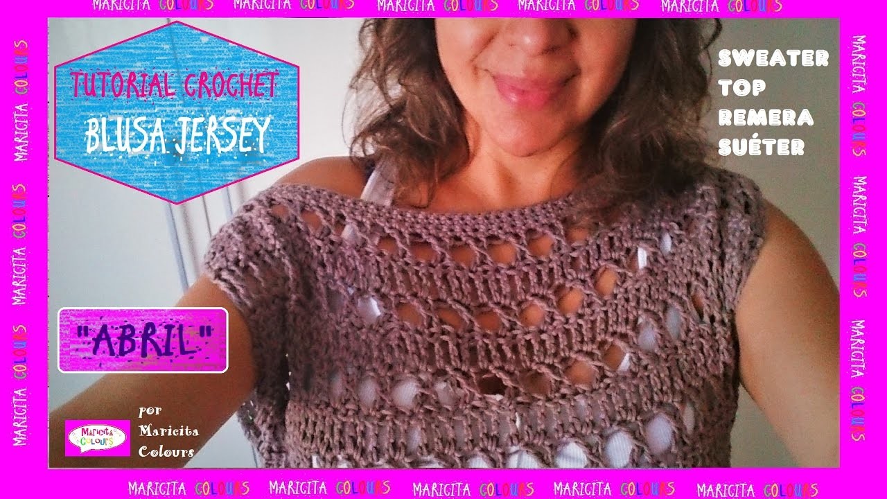 Blusa, Jersey a Crochet "Abril"  suéter, Top, Sweater por Maricita Colours Hombro caído