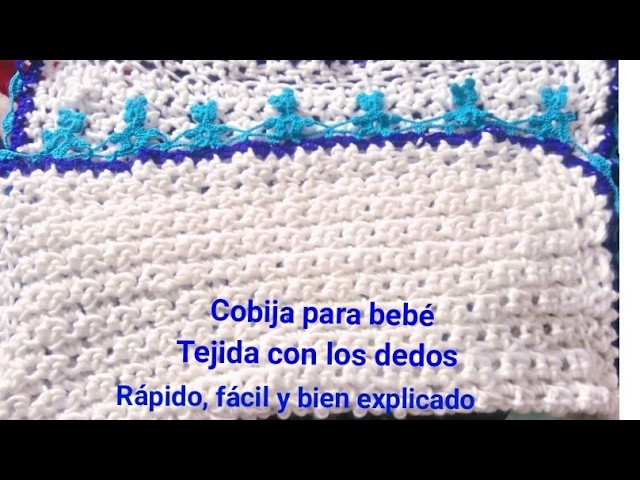 Cobija para bebé tejida con los dedos, tejido crochet