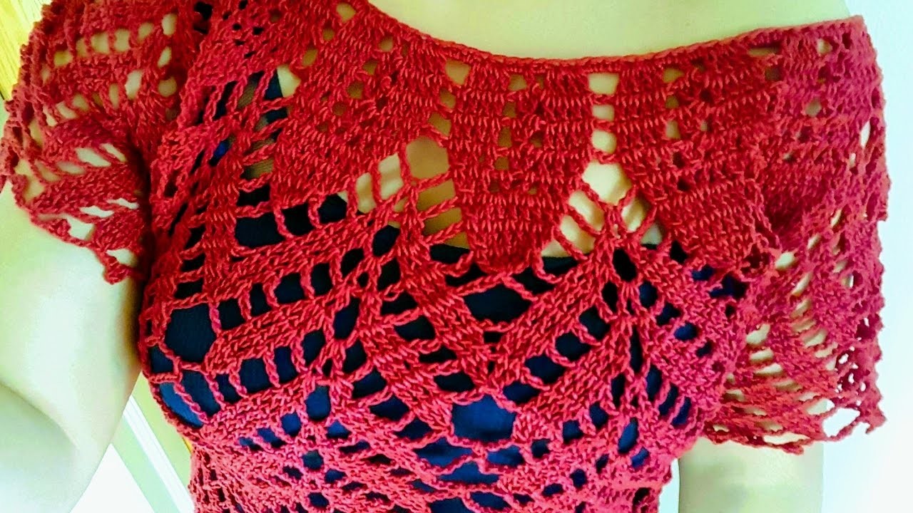 ❤Blusa Fashion en Crochet (ganchillo) con Motivos de Hojas y Espigas a la Talla Deseada *(Parte #2)*