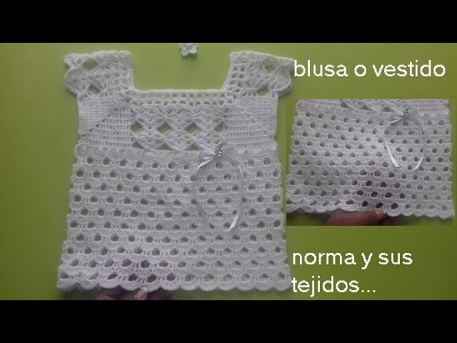 Blusa o vestido a crochet para niña ( 2 a 3 años)