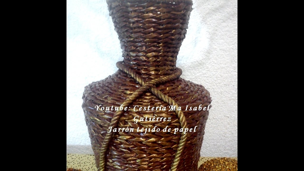 Jarrón tejido de papel. DIY. How to Knit a Vase with Paper