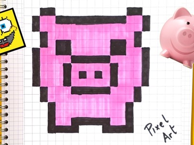 Pixel Art Hecho a mano - Cómo dibujar un cerdo paso a paso en pixel art