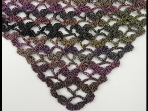Crochet: Punto Enrejado con Flor en V # 4